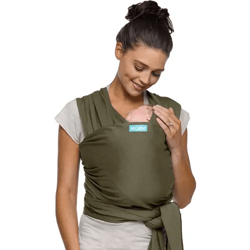 Moby Baby Wrap Carrier Classic for Newborns to Toddlers (8-33lbs), Infant Sling Carrier, Lightweight & Hands Free Design, Adjustable for All Body Types (Hazel)