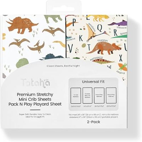Pack and Play Sheets, Buttery Soft Graco Pack n Play Sheets Fitted for Boys and Girls - Stretchy Microfiber Mini Crib Sheets 2-Pack