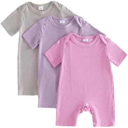 Baby Boys Girls Clothes Newborn 3-pack Romper Solid Short Sleeve One Piece Jumpsuit Infant Summer Spring Outfits