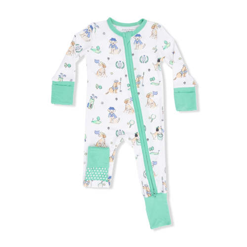 2-Way Zip Romper, Country Club Dogs Neutral