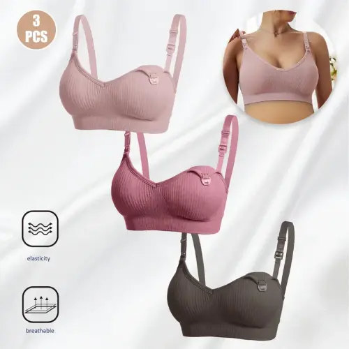 3PCS Nursing Bra Wireless Seamless Maternity Breastfeeding Bra - TikTok Shop