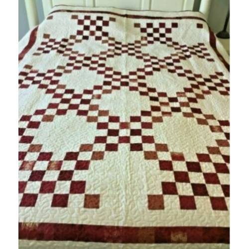 Patchwork Irish Chain Quilt Red and Cream Various Sizes Queen Quilt
