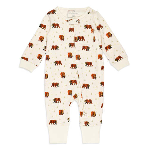 Brown Bear | Organic Zipper Romper 9-12m