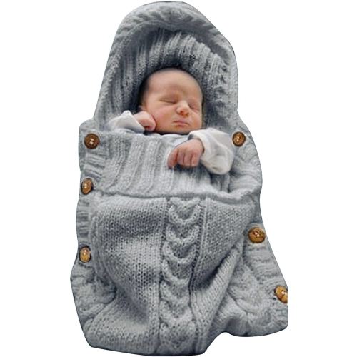 XMWEALTHY Newborn Baby Wrap Swaddle Blanket Knit Sleeping Bag Receiving Blankets Stroller Wrap for Baby(Dark Gray) (0-6 Month)