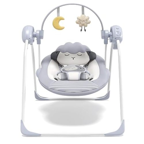 Baby Swings for Infants, Portable Baby Swing with 5-Speed, with Music and Timing for 0-9 Months 6-20 lbs