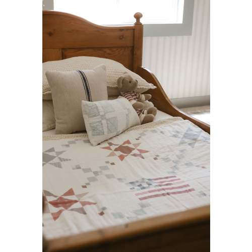 Vintage American Flag QUILTED 6 Layer Gauze Blanket