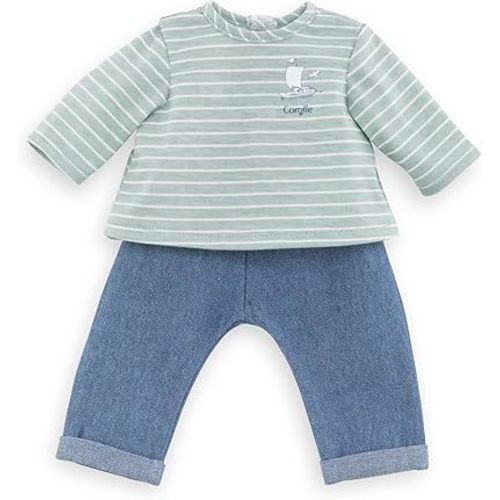 Corolle 12” Baby Doll Outfit - Loire Riverside Pants & Striped T-Shirt - Mon Premier Poupon Clothing and Accessories fit 12" Dolls, for Kids Ages 18 Months and up