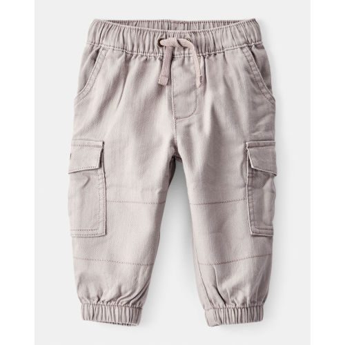 Baby Boy  Cotton Twill Pull-On Cargo Joggers - Grey - Carter's | Carter's