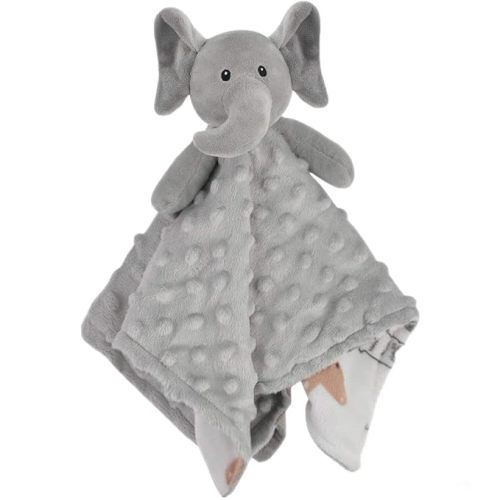 BORITAR Elephant Baby Security Blanket Soft Minky Dot Fabric Lovey Blanket with Lovely Animal Pattern Backing, Stuffed Plush Cuddle Newborn Blankie 14 Inch