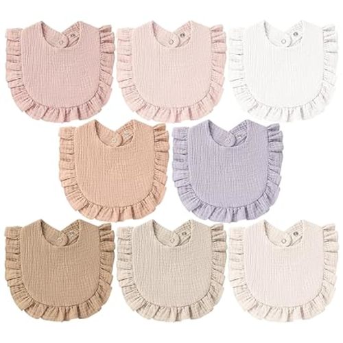 8-Pack Muslin Baby Bandana Drool Bibs for Unisex Girls & Boys – 100% Cotton Bibs, Soft & Absorbent Teething and Drooling Essentials for Newborns