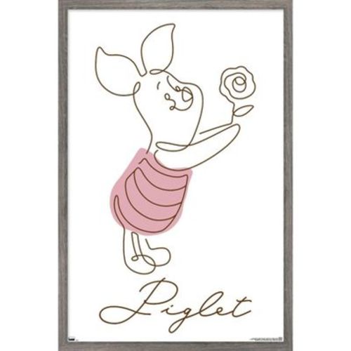 Trends International Disney Winnie The Pooh (1966) - Piglet Framed Wall Poster Prints Barnwood Framed Version 14.725" x 22.375"