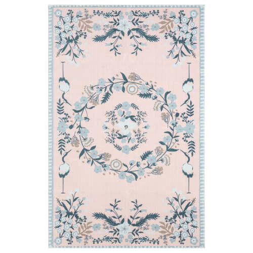 My Texas House Multicolor Floral Printed Faux Fur Machine Washable Indoor Area Rug, 5' x 8'
