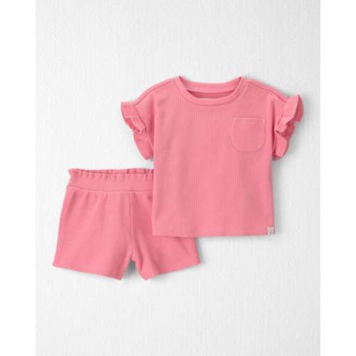 Baby Girl 2-Piece Organic Cotton Waffle Knit Top & Short Set - Little Planet | Carter's