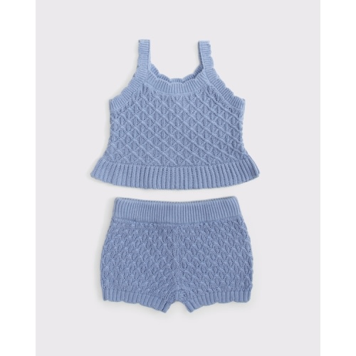 baby knit eyelet set