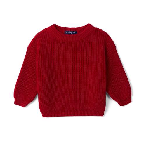 Classic Knit Baby Sweater in Red Xmas