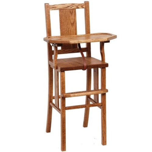Amish Handcrafted Solid Wood Baywood High Chair with Slide Tray