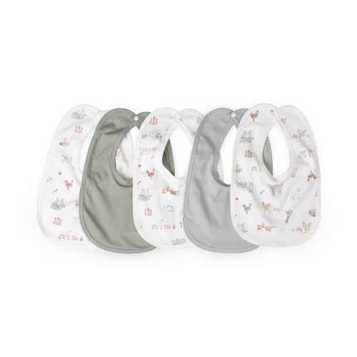 The Little Linen Co. Jersey Bib 5 Pack Farmyard Lamb