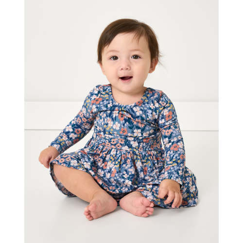 Petite Petals Bow Back Skater Dress with Bodysuit | Little Sleepies