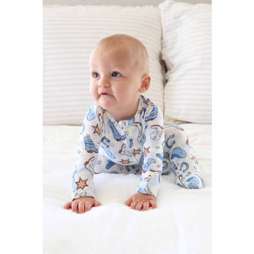 Rodeo Dreams Zipper Footie | Blue