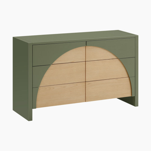 babyletto Moab 6-Drawer Assembled Dresser - Olive/Ash