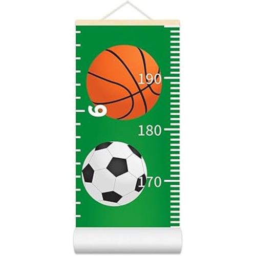 Baby Growth Chart for Wall - Height Chart for Kids Nursery Decor Wall Hanging Measurement Ruler Toddler Room Decor Play Room Essentials Birthday Christmas Gifts for Boys Girls 79"X7.9" (Sports Balls)