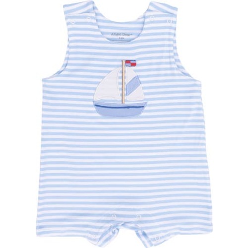 Bubbly Sailboat Stripe Romper, 12-18M