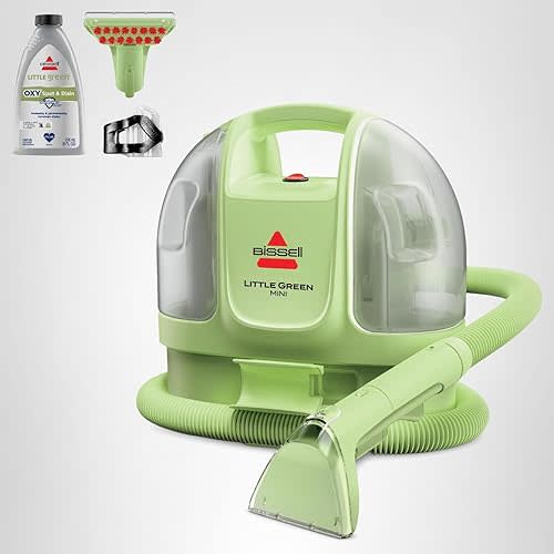 BISSELL Little Green Mini Portable Carpet and Upholstery Deep Cleaner, Car/Auto Detailer, with HydroRinse Self-Cleaning Tool and 4" Tough Stain Tool, Tea Green, 4075
