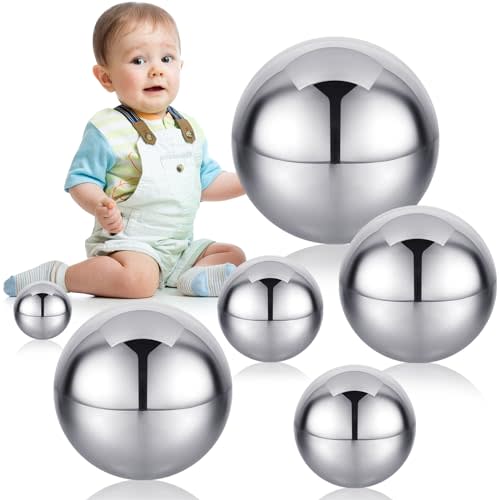 Shappy 6 Pcs Sensory Reflective Mirror Ball 1.5, 2.5, 3, 3.9, 4.7, 5.9 Inch | Stainless Steel Reflective Gazing Balls, Montessori Sensory Toys for Back to School, Color Image Reflection, Bedroom Decor