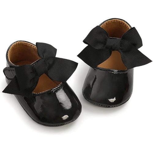 0-6 mo Baby Mary Jane Flats for Girls with Bowknot Cotton Anti Skid Sole Infant First Walker Princess Dress Crib Wedding Shoes