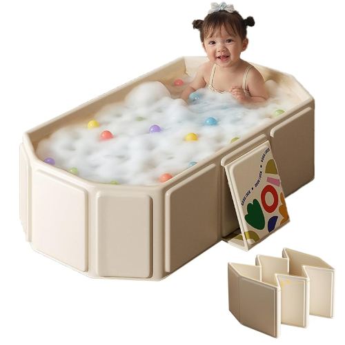 Toddler Bath Tub for Shower, Portable Baby Bathtub, Foldable Kids Bathtub – Portable, Travel & Shower Ready, Easy to Clean, Sturdy & Thick, Fits Ages 1-3