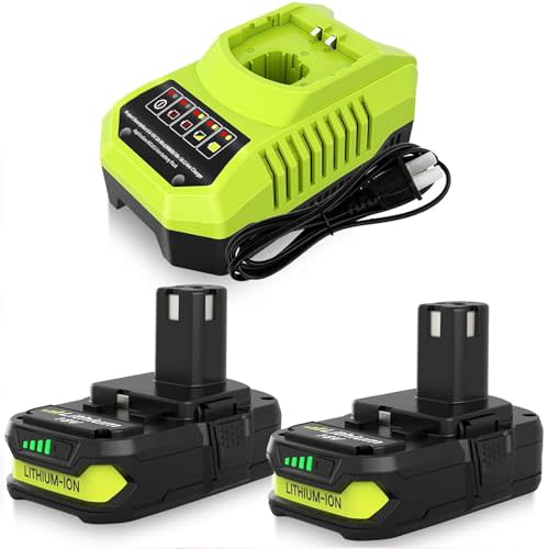 2-Pack 3600Ah P102 Replacement for Ryobi 18V Battery and P117 Charger | Compatible with Ryobi 18 Volt Battery Lithium P102 P103 P104 P105 P107 P108 P109 Cordless Power Tools