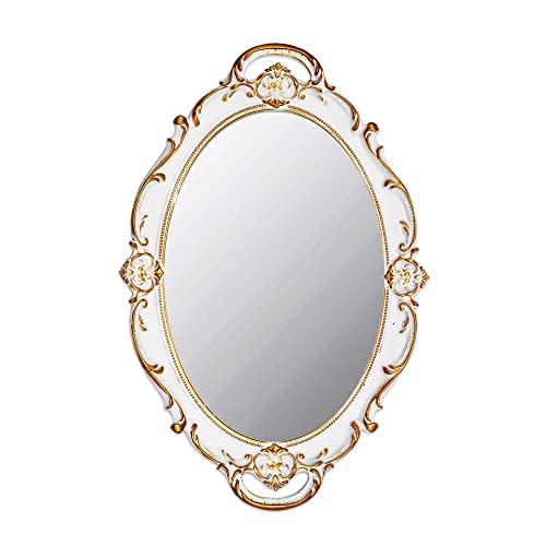 YCHMIR Vintage Mirror Small Wall Mirror 14.5 x 10 inchs Oval White
