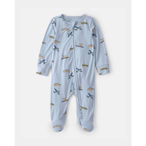 Baby Boy Plane 2-Way Zip PurelySoft Footie Sleep & Play Pajama - Blue | Carter's
