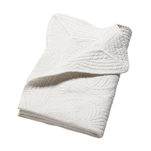 Embossed Baby Quilt Neutral Durable Lightweight Baby Blankets Four Seasons Cotton Nursery Bed Blankets for Personlized Monogram 46x36 Inches (White)