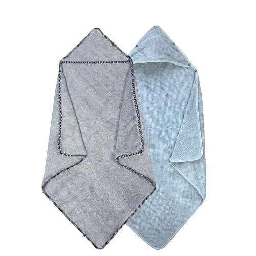 3 in 1 Baby hooded towel, removable hood, Children's Bath Towel Gray and blue 2 pack