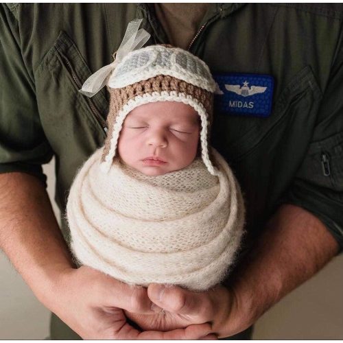 Infant Crocheted Lil Pilot/Aviator Hat/Cap