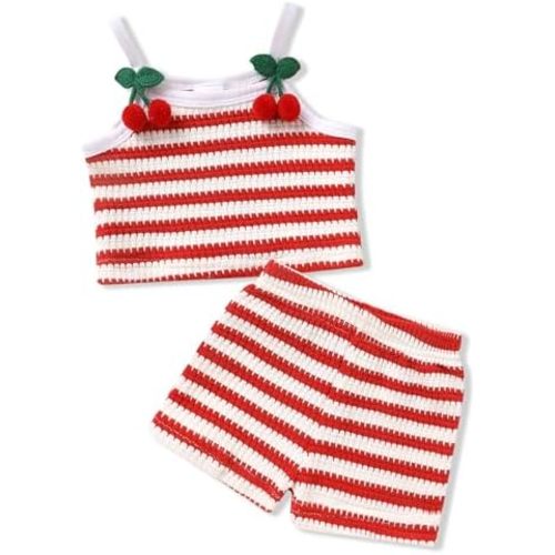 YOUNGER TREE Toddler Baby Girl Summer Clothes Sleeveless Waffle Knit Set