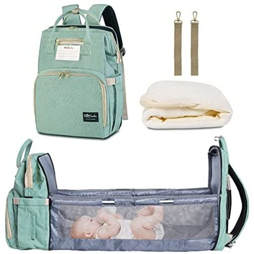 HappyLuoka Green Diaper Bag Backpack with Changing Station Cyan