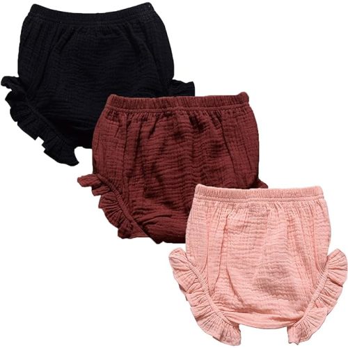 3PC Shorts Set Newborn Baby Girls Boys Pants Cotton Linen Blend Cute Floral Bloomers Triangle Shorts