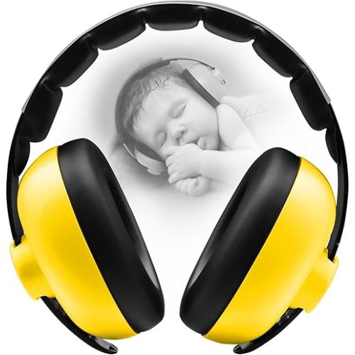 Baby Ear Protection - Noise Reduction Earmuffs 3-36 Months - Comfortable Baby Headphones Against Hearing Damage & Improves Sleep - Yellow