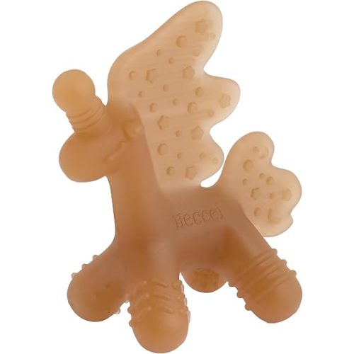 HECCEI Baby Teether Toy, Soft Food‑Grade Silicone Teether, Soft Infant Teether Chew Toy, BPA Free, Multi-Texture Design Teether (Amber Silver)