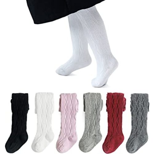 EPEIUS Baby Girls Tights Cable Knit Leggings Stockings Cotton Pantyhose for Newborn Infants Toddlers 3/6 Pack