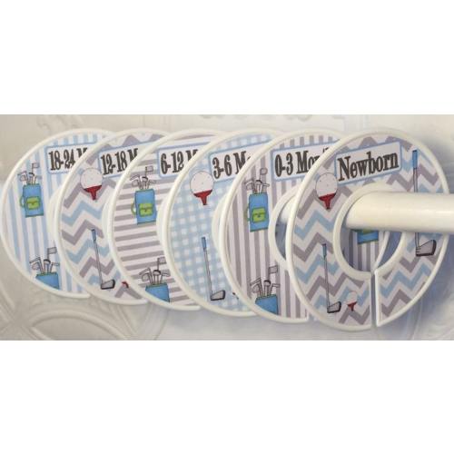 Baby Closet Dividers Blue Grey Golf Golfing Golf Clubs Golf Balls Preppy Golf CD796 Baby Boy Shower Gift Nursery Closet Or
