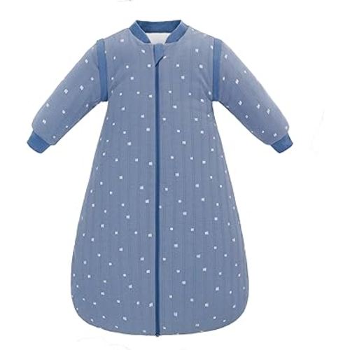 Baby Sleep Sack, TOG 2.5 Winter Wearable Blanket, Removable Long Sleeves Baby Sleeping Bag for Infants and Toddlers, Super Soft Warm Comfortable Sleeping Sack, Blue White Stripes, 6-18M