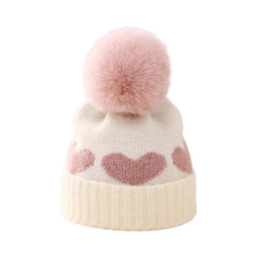 Lovskoo 0-12 Months Winter Knit Newborn Baby Hat Twist Warm Beanie for Boys Girls Infant Toddler Baby Beanie With Pompom White
