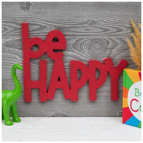 Red Be Happy Wood Wall Decor