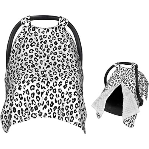 White and Black Leopard Pattern Print Baby Car Seat Canopy Nursing Cover for Newborn Car Seat Breastfeeding Covers Blanket Newborn Shower Gift