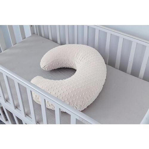 Nursing Pillow and Positioner Breastfeeding and Bottle Feeding, Propping Baby, Tummy Time, Sitting Support for Baby Boy Baby Girl, with Removable Dots Cover (Sand, 22 X 17.7 X 5.9 Inch)