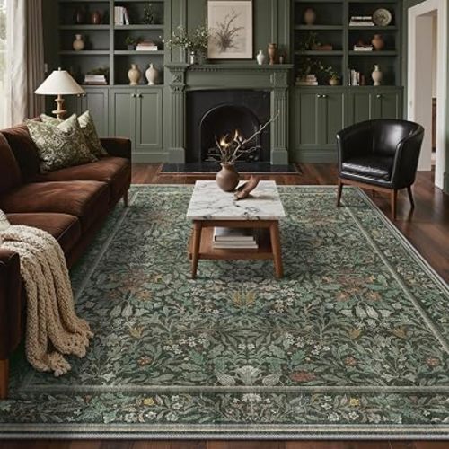 GENIMO 8x10 Washable Area Rugs for Living Room, Non Slip, Dusty Sage Green