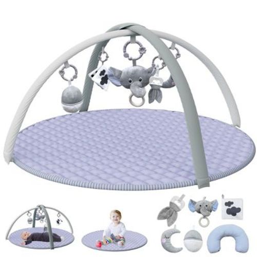 BabyBond Baby Gym Play Mat,Tummy Time Mat with 5 Detachable Toys for Stage-Based Motor Skills & Sensory Development